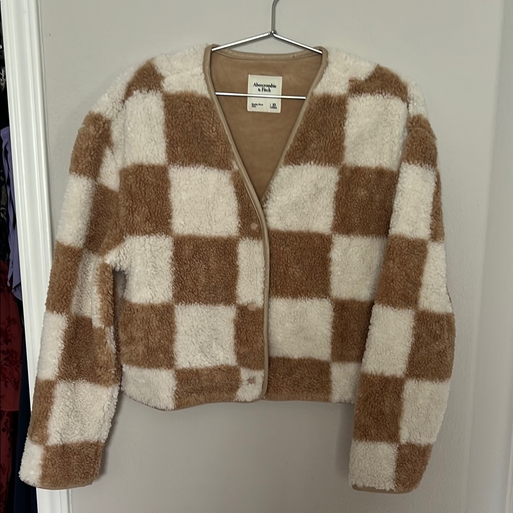 Checkered Faux Fur Jacket